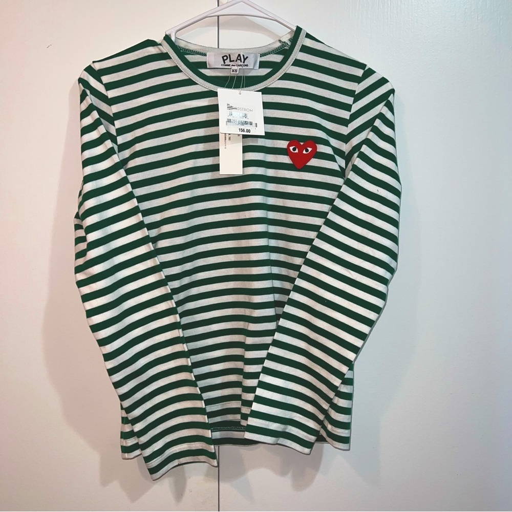 Commo de Garçons PLAY Striped Red Heart Long-Sleeve Shirt
